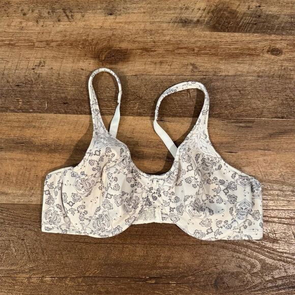 Bali Minimizer Bra 36C Ivory Floral Underwired Unlined Adjustable Straps Lace - Picture 1 of 7
